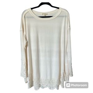 Indigo Thread Co. women’s long sleeve boho cream tunic top size Medium